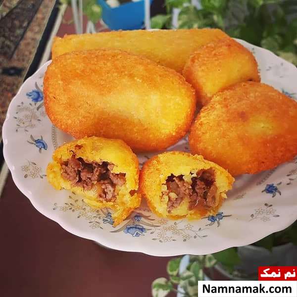 غذا با گوشت چرخ کرده و سیب زمینی بدون فر