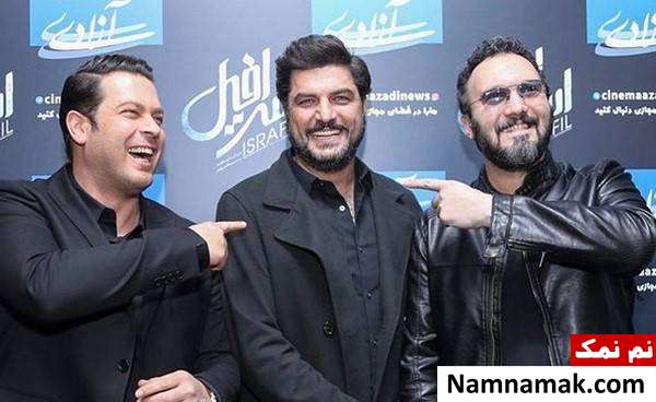 سام درخشانی سام درخشانی در کنار کامبیز دیرباز و پژمان بازغی