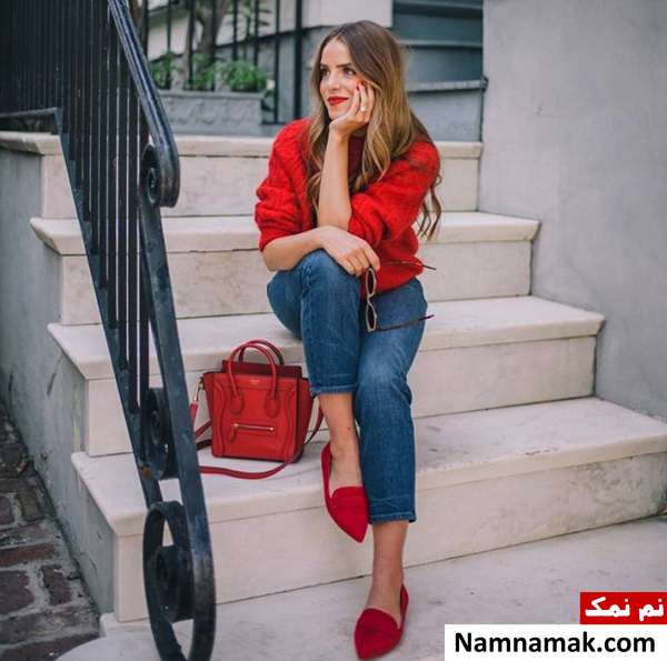ست لباس با کفش قرمز رنگ کفش ست با لباس قرمز