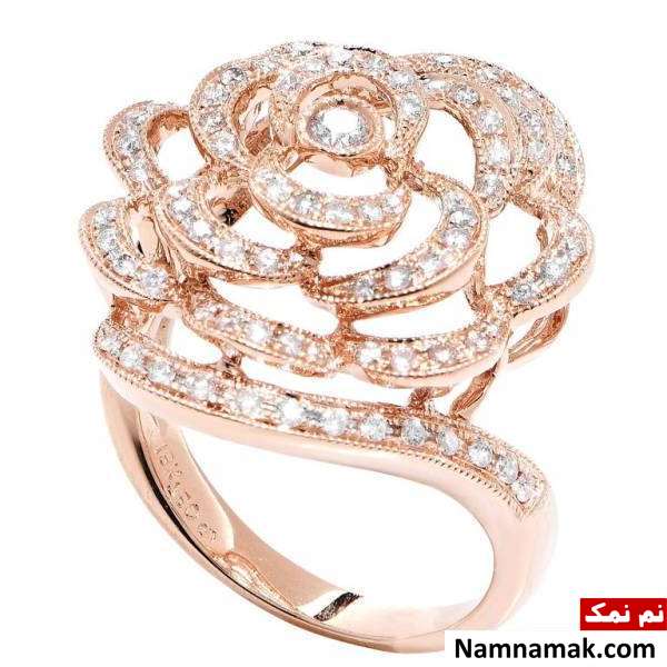 انگشترهای بزرگ طلا زنانه با طرح گل