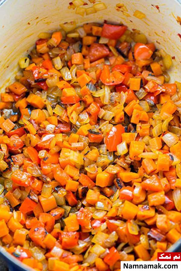 دستور تهیه خورش کدو حلوایی با لوبیا چشم بلبلی