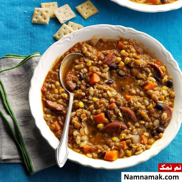 سوپ عدس و جو 