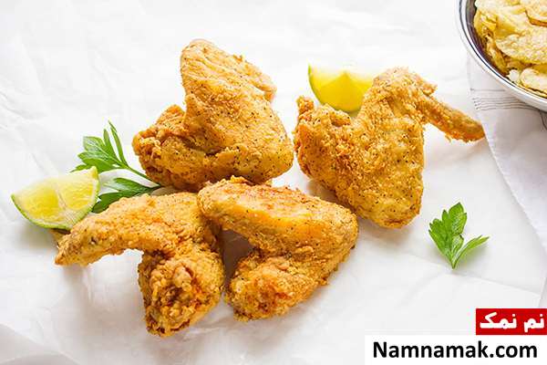 طرز تهیه کتف و بال مرغ سوخاری با سس بوفالو