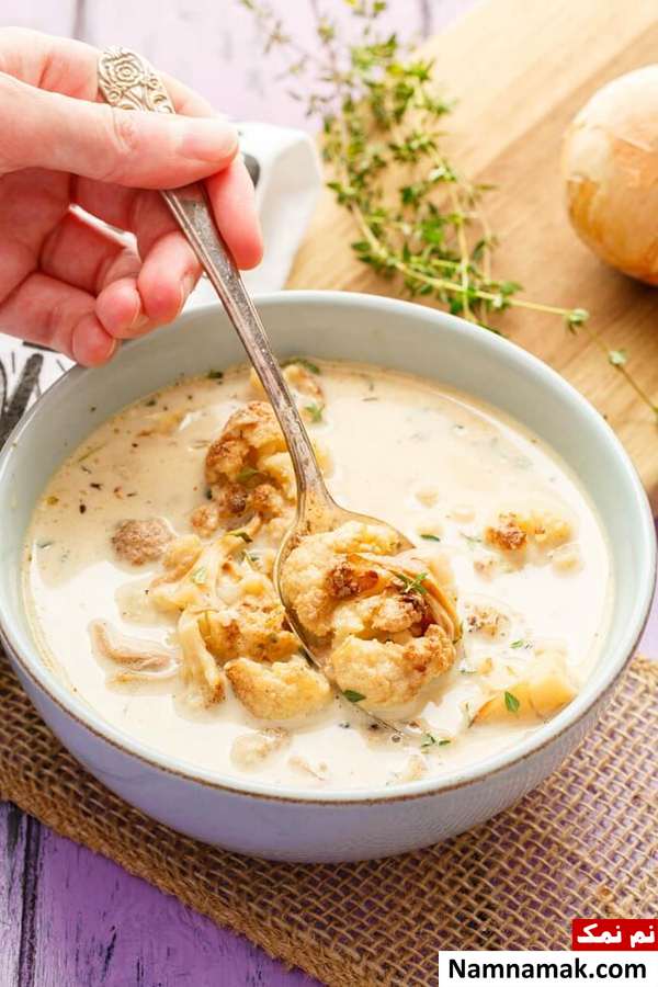 سوپ گل کلم با مرغ