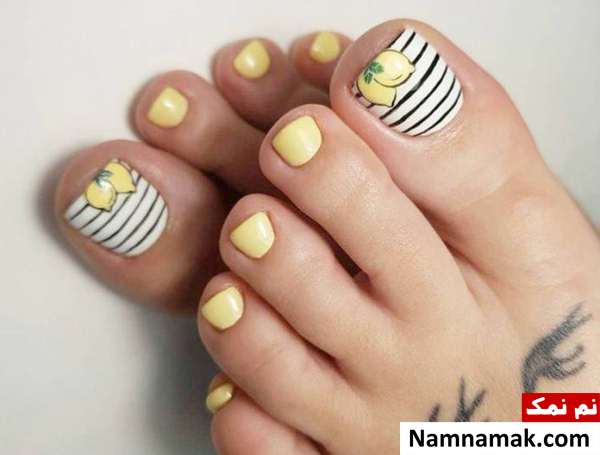 طراحی دخترانه ناخن پا