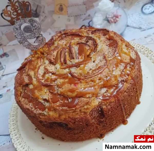 کیک سیب و دارچین با پودر کیک آماده