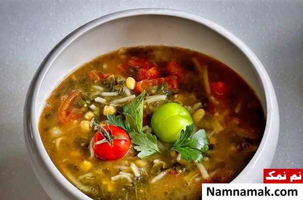 آش گوجه سبز بدون گوشت