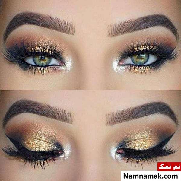 آرایش چشم آرایش چشم با سایه طلایی