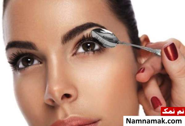 فرکردن مژه طبیعی فر کردن مژه با قاشق