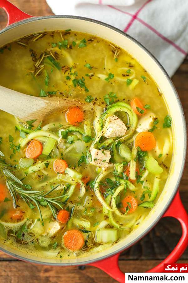 سوپ مرغ و کدو
