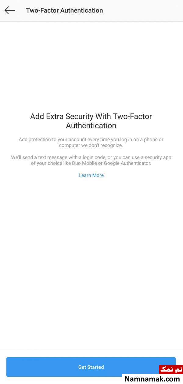 انتخاب گزینه Get Started