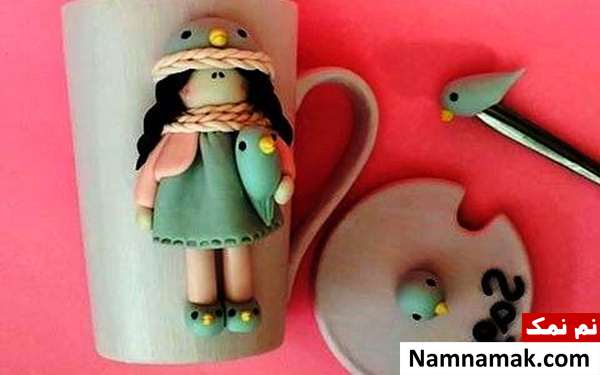 لیوان زیبا تزیین لیوان با خمیر