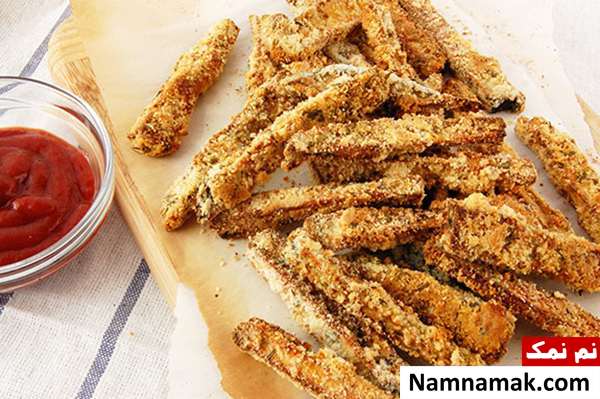 اسنک بادمجان بیسکوییتی طرز تهیه اسنک بادمجان بیسکوییتی