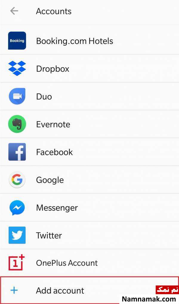 Add account را انتخاب کنید