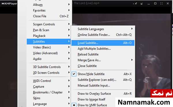 بر روی load subtitle کلیک کنید