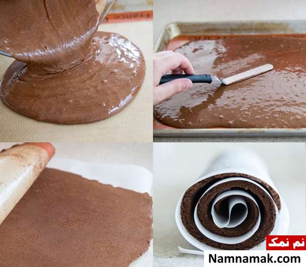 طرز تهیه رولت خامه ای با روکش شکلات