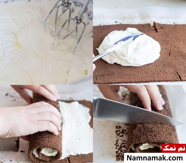 طرز تهیه رولت خامه ای با روکش شکلات