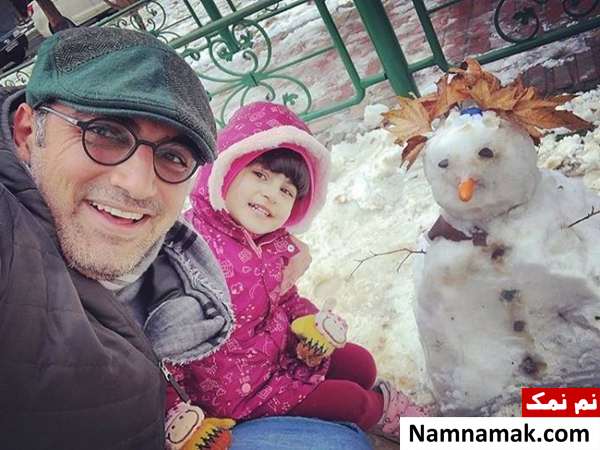 کوروش سلیمانی و دخترش عکس برفی کوروش سلیمانی و دخترش