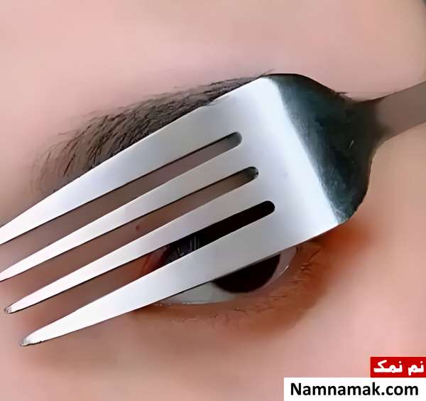 آموزش تصویری کشیدن ابرو با چنگال