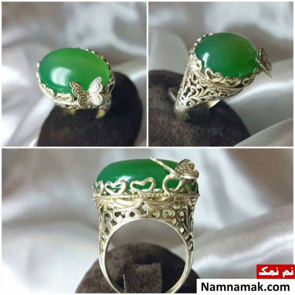 مدل انگشتر عقیق سبز زنانه