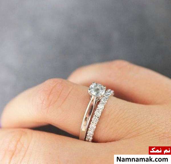 حلقه ازدواج دوتکه نگین دار
