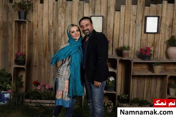 برزو ارجمند در کنار همسرش پارمیس زند