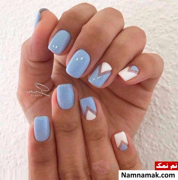 لاک آبی آسمانی و ترکیب سفید