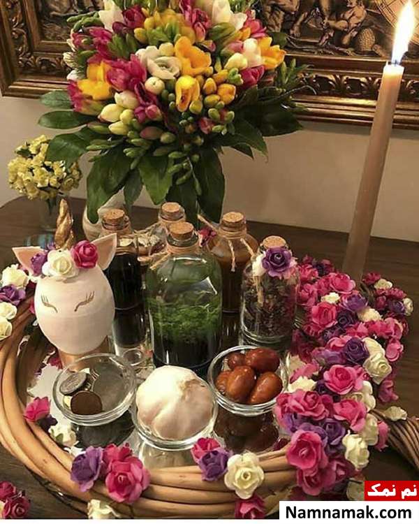 تزیین کاملا جذاب سفره هفت سین نوروز امسال با گل های بسیار زیبا
