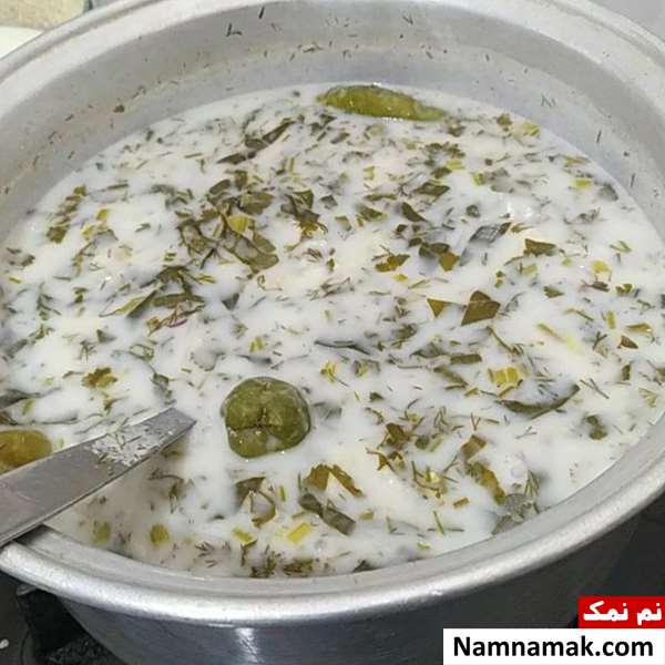 آش دوغ بدون نخود