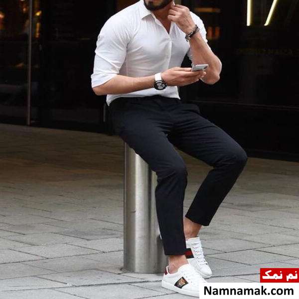 مدل های شلوار مشکی با کفش سفید اسپرت و رسمی