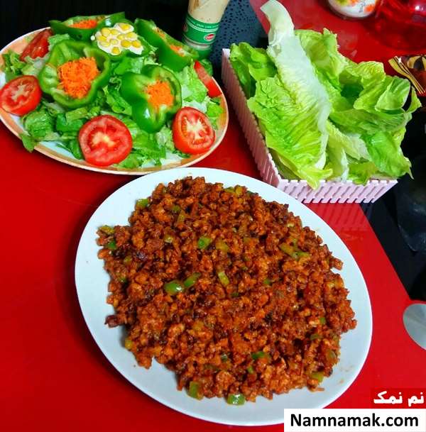 گوشت چرخ کرده با فلفل دلمه ای