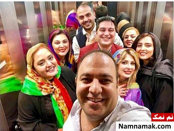 عکس بازیگران نرگس محمدی و علی اوجی در کنار بازیگران