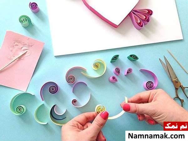 عکس کارت پستال روز معلم با ملیله های کاغذی