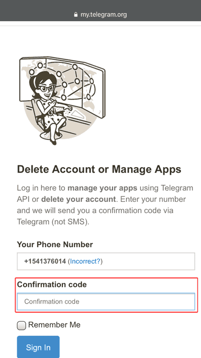 delet acounts for telegram