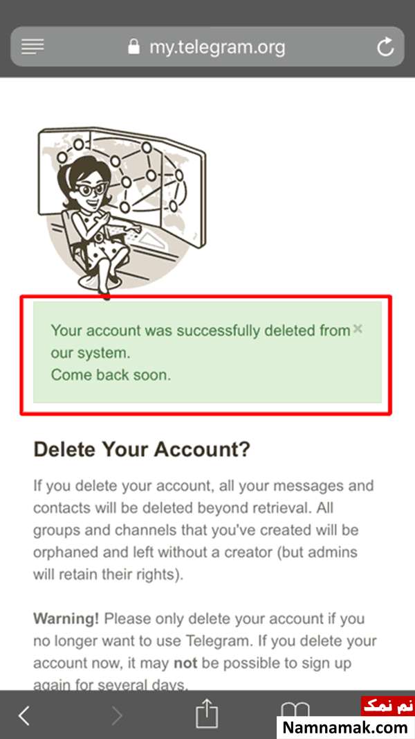 delete account telegram