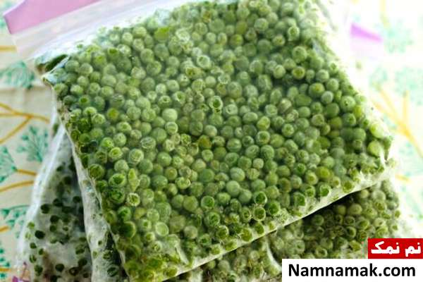 فریز نخود فرنگی بسته بندی نخود فرنگی در فریزر