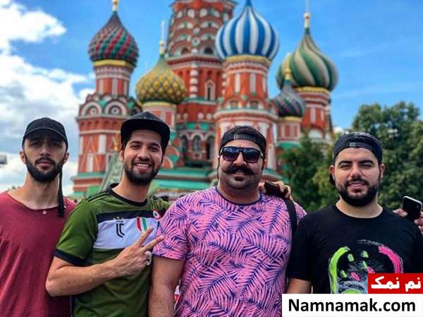 محمد امین کریم پور و هنرمندان محمد امین کریم پور در کنار بهنام بانی و حامد برادران