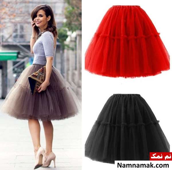 مدل دامن کوتاه پفی مجلسی زنانه