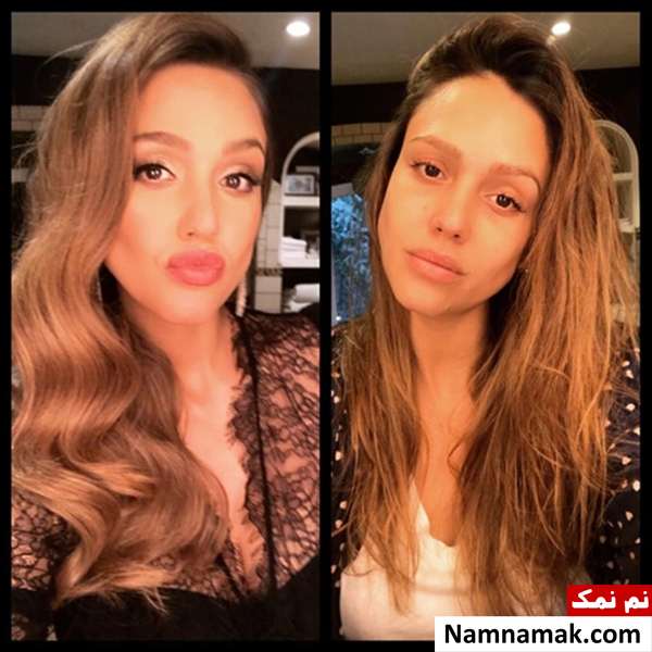 جسیکا آلبا قبل و بعد از آرایش چهره بدون آرایش ستاره های هالیوود