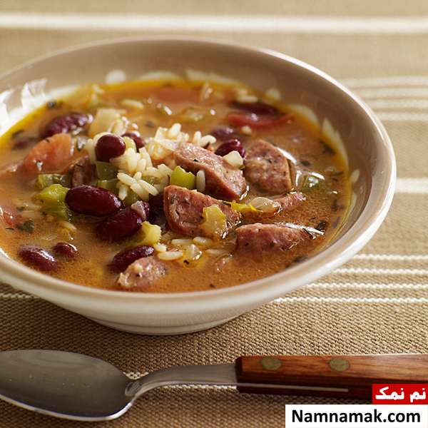 سوپ لوبیا قرمز و برنج گلوتن دار