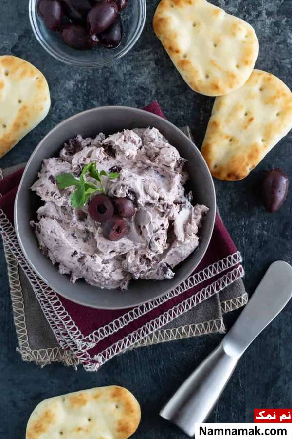 دیپ زیتون با پنیر طرز تهیه دیپ زیتون با پنیر