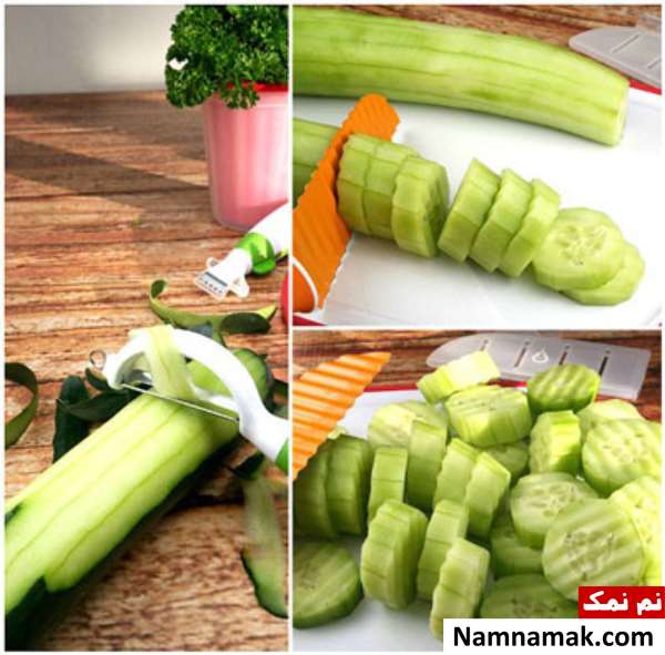 تزیین گوجه و خیار و پنیر ساده و مجلسی