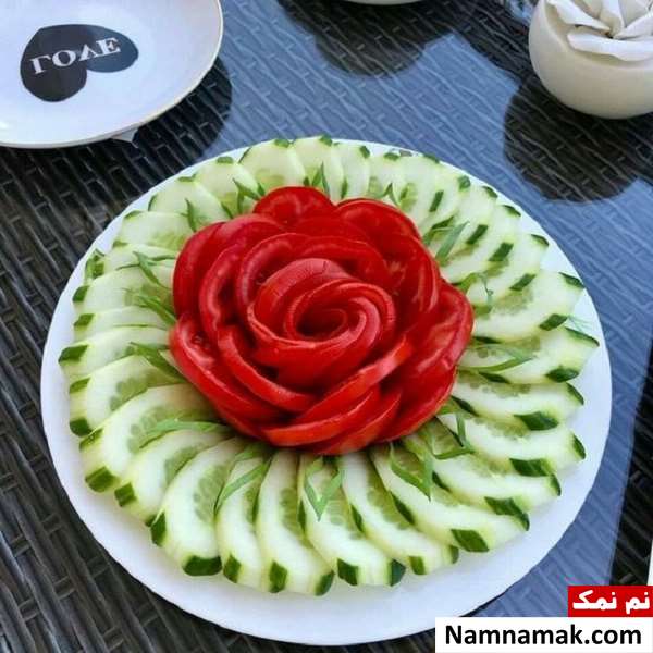 آموزش تصویری تزیین گوجه و خیار آسان و فوری