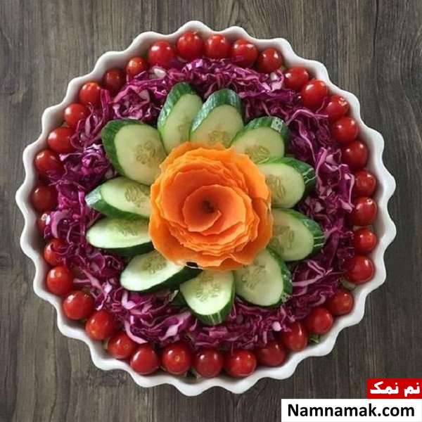 آموزش تصویری تزیین گوجه و خیار آسان و فوری