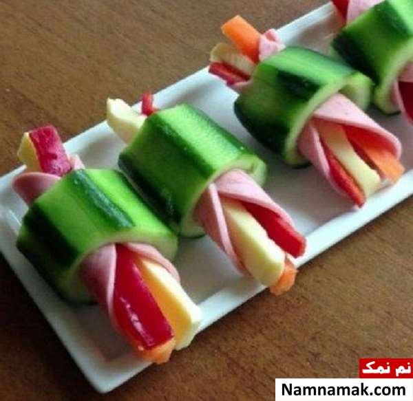 آموزش تصویری تزیین گوجه و خیار آسان و فوری