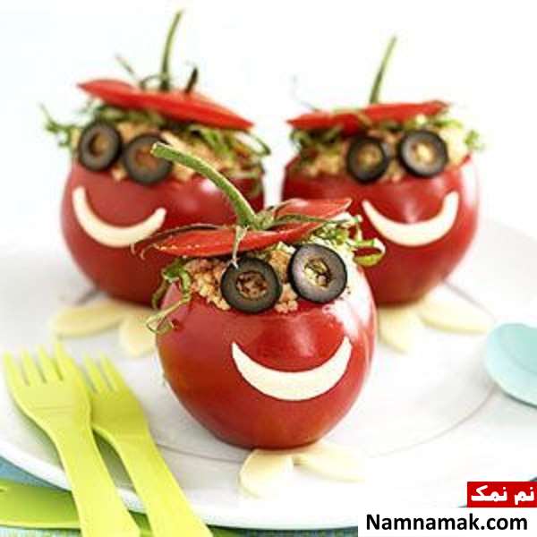 آموزش تصویری تزیین گوجه و خیار آسان و فوری