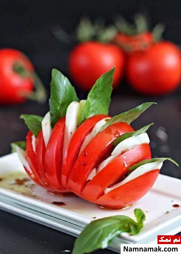 آموزش تصویری تزیین گوجه و خیار آسان و فوری