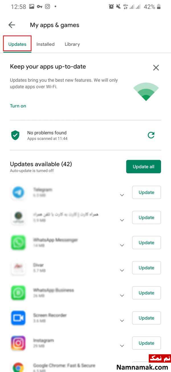 اموزش آپدیت برنامه های اندروید