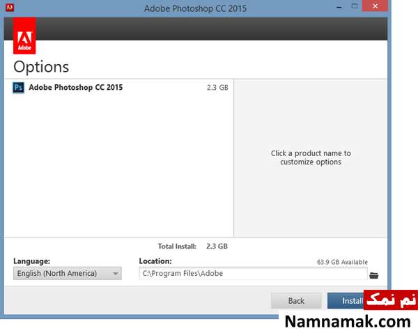 مسیر نصب فتوشاپ را انتخاب کنید