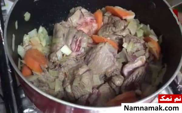 طرز تهیه چلو گوشت درباری خوشمزه خانگی (مرحله به مرحله) پختن گوشت| چلو گوشت درباری
